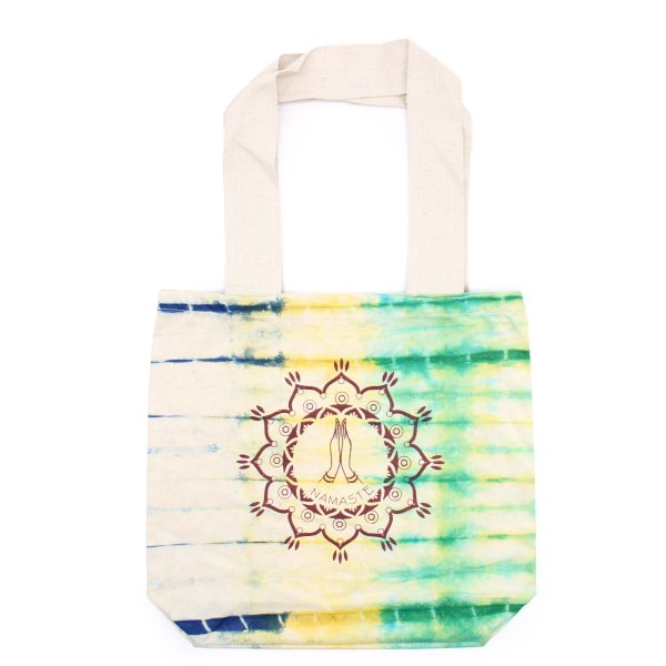 Tie-Dye Cotton Bag (6oz) - Namaste Hands - Multi - Natural Handle