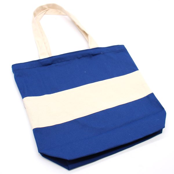 Two Tone Cotton Bag - 38x42x12cm - Blue & Natural - 10oz - Image 3