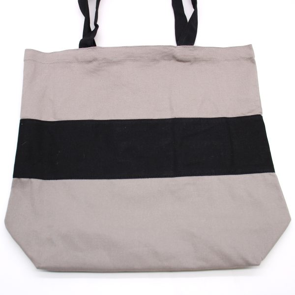 Two Tone Cotton Bag - 38x42x12cm - Grey & Black- 10oz - Image 2
