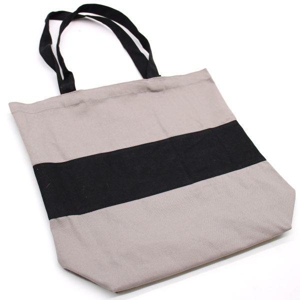 Two Tone Cotton Bag - 38x42x12cm - Grey & Black- 10oz - Image 3