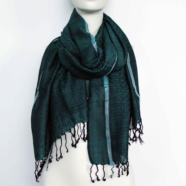 Lrg Indian Boho Scarves - 71x183cm - Random Colours with Gold Thread - Image 2