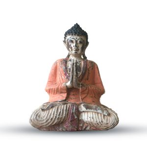 Infuse your store with a touch of warmth and serenity with this captivating Wholesale Vintage Orange Buddha Statue 30 cm. Hand-carved from Suar wood by skilled Indonesian artisans