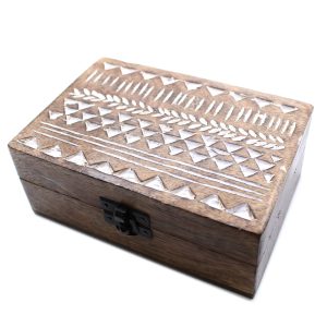 Wholesale White Washed Wooden Boxes Aztec and Slavic Design. These pretty boxes will look beautiful in the bedroom or dressing room or any room really. You can choose from Aztec or Slavic Design