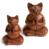 Wooden Carved Incense Burners - Lrg Yoga Cat - Image 5