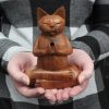 Wooden Carved Incense Burners - Med Yoga Cat - Image 5