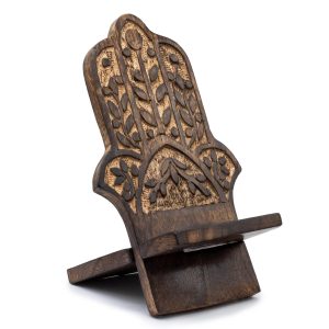 Wooden Carved Phone Stands - HamsaThis phone stand is not only a functional accessory but also a meaningful