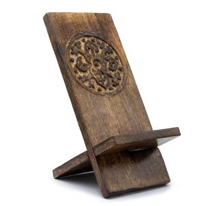 Wooden Carved Phone Stand - Mandala Made in India from durable and eco-friendly mango wood