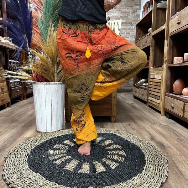 Yoga and Festival Pants - High Cross Himalayan Print on Orange - Image 2