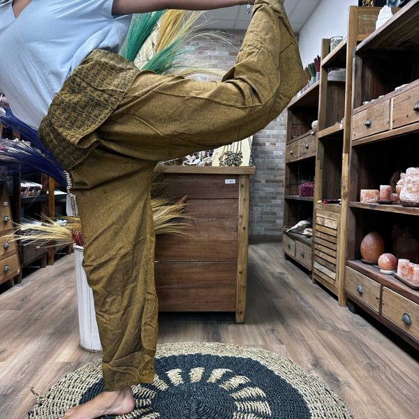 Yoga and Festival Pants - Thai Fisherman  Mandala Mantra on Orange - Image 2