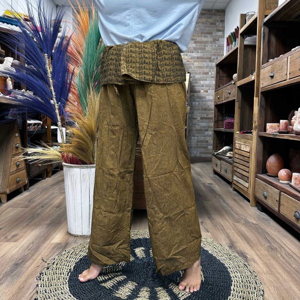Yoga and Festival Pants - Thai Fisherman  Mandala Mantra on Orange - Image 5